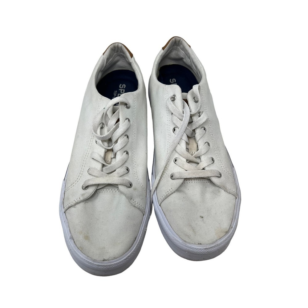 Sperry Striper II Llt White Canvas Mens 10.5 - Picture 2 of 8